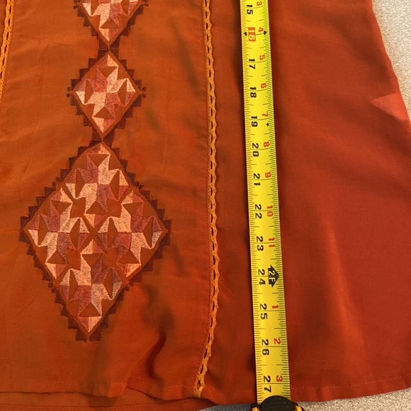 Monoreno - burnt orange boho blouse. Size L - Picture 6 of 9